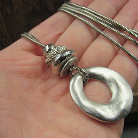 32" Casual Corner Abstract Circle Costume Necklace Vintage - Picture 3 of 7